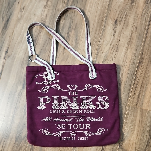 PINK Victoria's Secret Handbags - Vintage Victoria's Secret Pink Tote Bag - Purple Burgandy And Cream